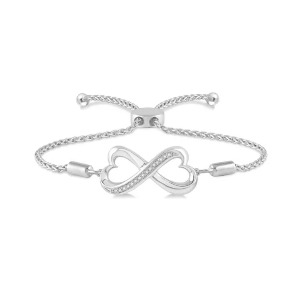 1/20 Ctw Diamond Infinity Heart Bolo Bracelet in Sterling Silver Robert Irwin Jewelers Memphis, TN