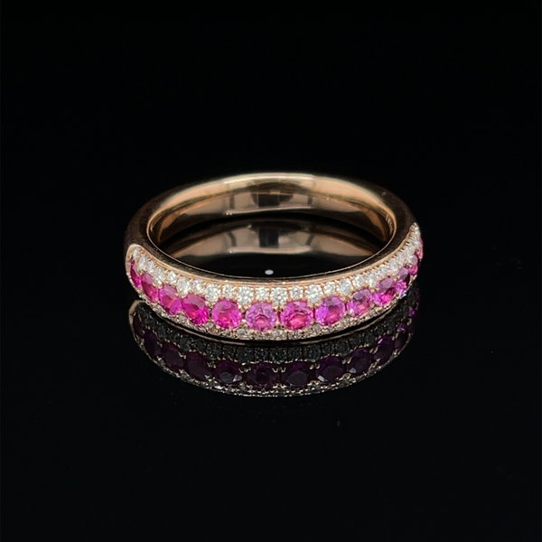 14 Karat Rose Gold 5/8 Carat Pink Sapphire and Diamond Ring Robert Irwin Jewelers Memphis, TN