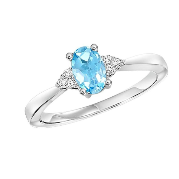 10 Karat White Gold Oval Blue Topaz Diamond Ring Robert Irwin Jewelers Memphis, TN