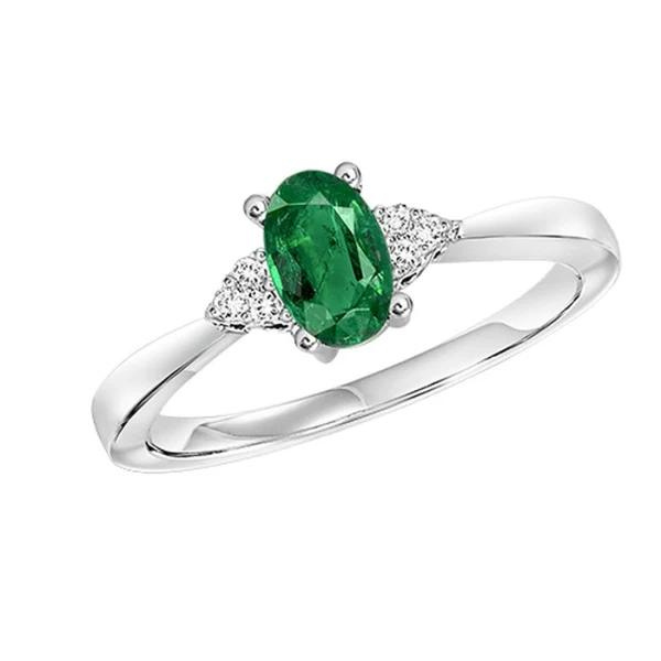 10 Karat White Gold Oval Emerald Diamond Ring Robert Irwin Jewelers Memphis, TN