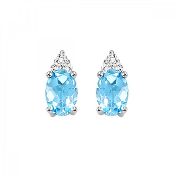 10 Karat White Gold Oval Blue Topaz Diamond Earrings Robert Irwin Jewelers Memphis, TN