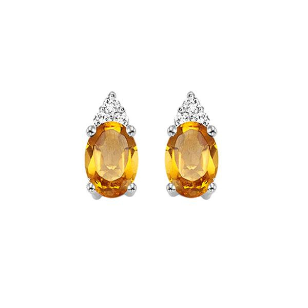 10 Karat White Gold Oval Citrine Diamond Earrings Robert Irwin Jewelers Memphis, TN