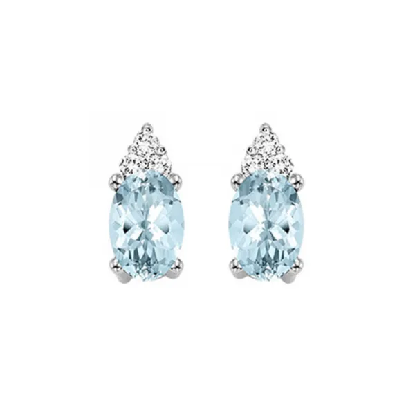 10 Karat White Gold Oval Aquamarine Diamond Earrings Robert Irwin Jewelers Memphis, TN