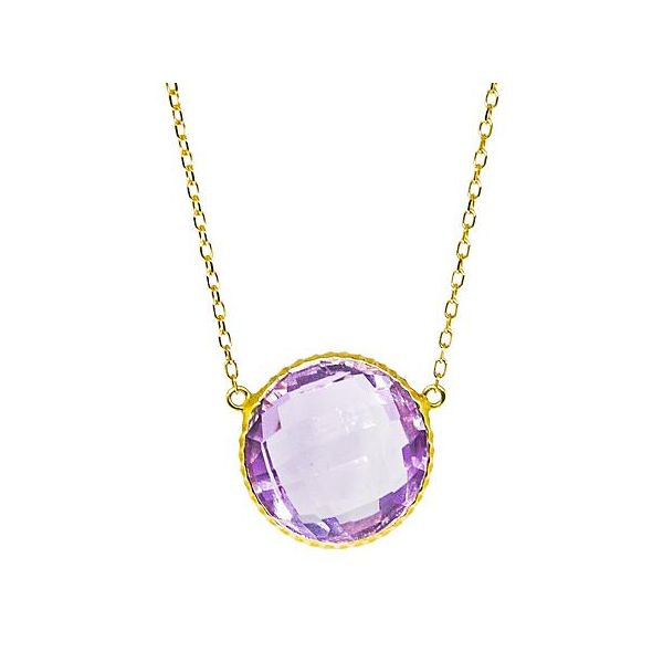 14k Yellow Gold 12ct Round Amethyst Pendant Robert Irwin Jewelers Memphis, TN