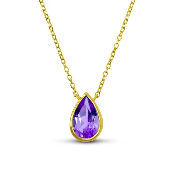 Pear Shape Amethyst Pendant in 14K Yellow Gold Robert Irwin Jewelers Memphis, TN