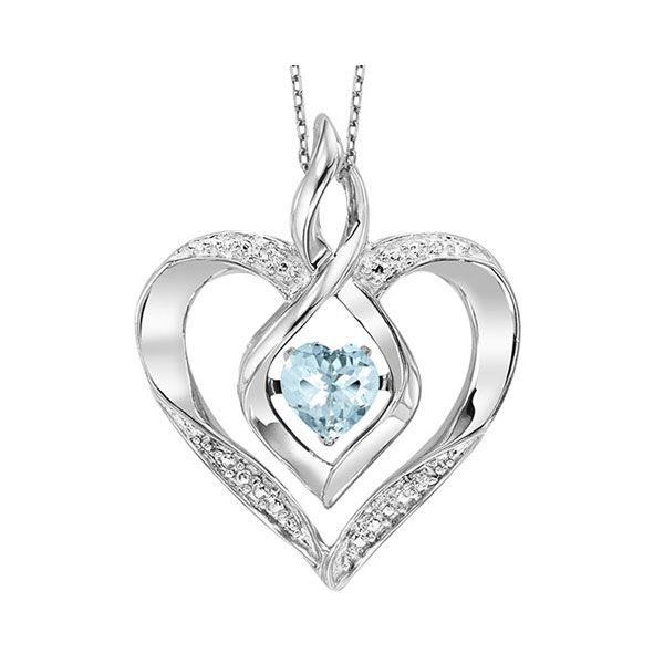 Rhythm of Love Lab Created Heart Shape Aquamarine Pendant in Sterling Silver Robert Irwin Jewelers Memphis, TN