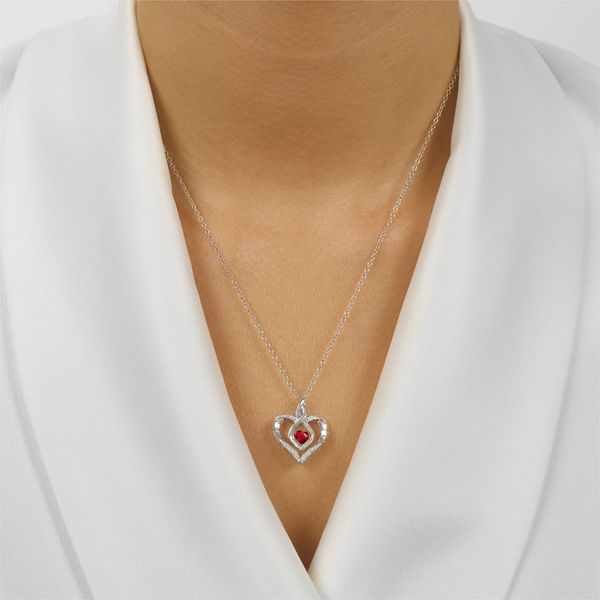 Rhythm of Love Lab Created Heart Shape Garnet Pendant in Sterling Silver Image 2 Robert Irwin Jewelers Memphis, TN
