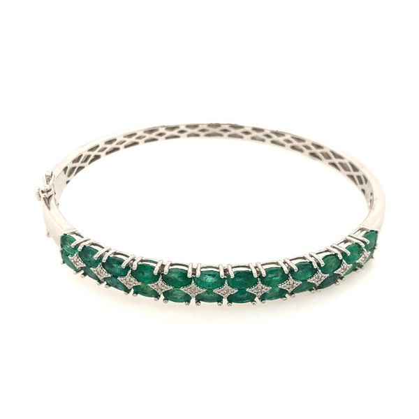 Sterling Silver 5.65ctw Emerald and White Topaz Bracelet Robert Irwin Jewelers Memphis, TN