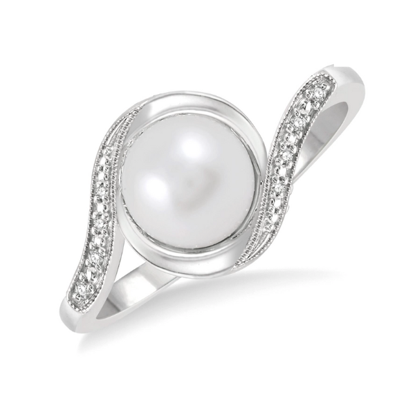 Sterling Silver Pearl and Diamond Bypass Ring Robert Irwin Jewelers Memphis, TN
