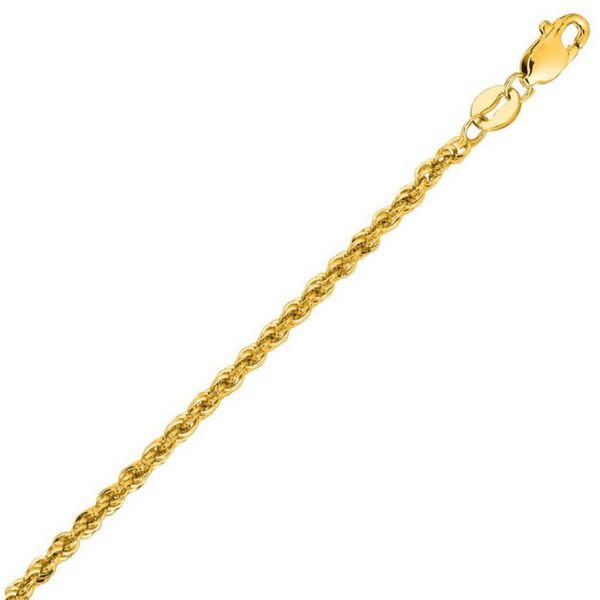 14 Karat Yellow Gold 20 Inch 2mm Sparkle Rope Chain Image 2 Robert Irwin Jewelers Memphis, TN