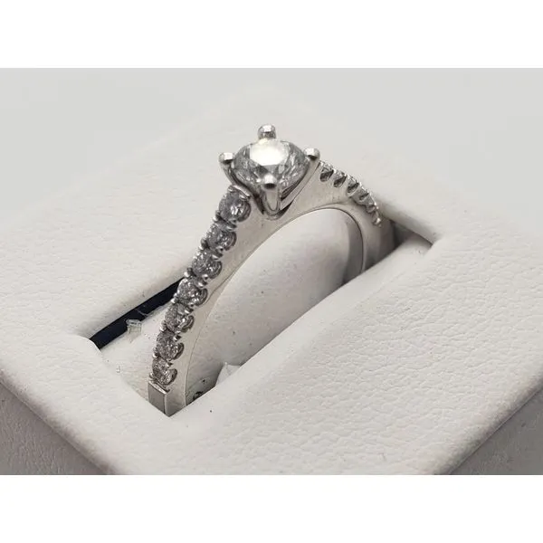 14k white gold engagement ring with center round diamond Image 2 Roberts Jewelers Jackson, TN