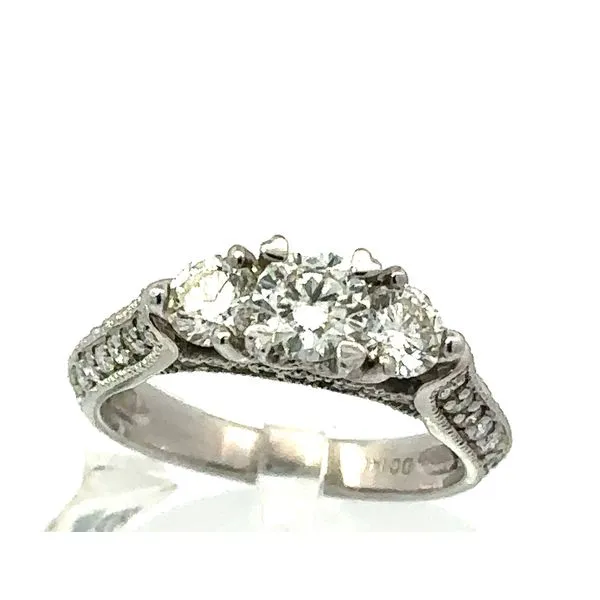 14k white gold three stone engagement ring Roberts Jewelers Jackson, TN