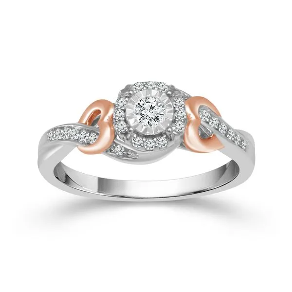 10K Rose Gold and Silver Diamond Promise Ring Roberts Jewelers Jackson, TN