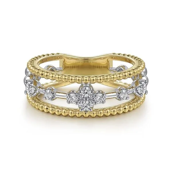 14K White and Yellow Gold Bujukan Diamond Easy Stackable Ladies Ring Roberts Jewelers Jackson, TN