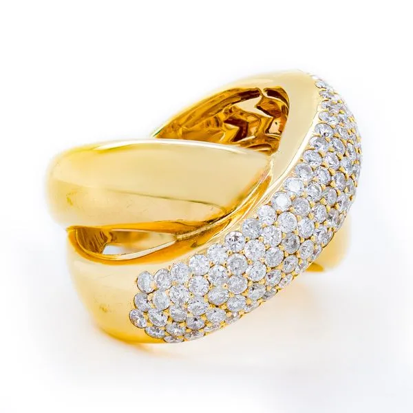 18k two tone crisscross fashion ring with diamond Image 2 Roberts Jewelers Jackson, TN