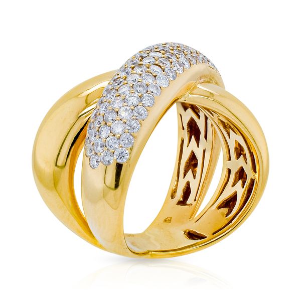 18k two tone crisscross fashion ring with diamond Roberts Jewelers Jackson, TN