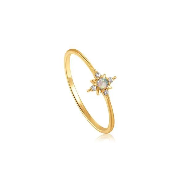 14kt Gold Opal and White Sapphire Star Ring Roberts Jewelers Jackson, TN