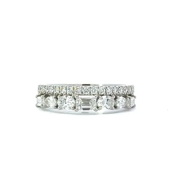 18K White Gold Double Row Multi-Shape Diamond Band Roberts Jewelers Jackson, TN