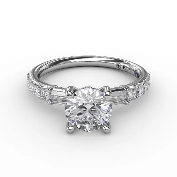 Contemporary Diamond Solitaire Engagement Ring With Bague...