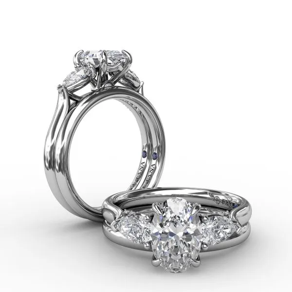 Classic Three-Stone Oval Engagement Ring With Pear-Shape Side Stones Image 4 Roberts Jewelers Jackson, TN