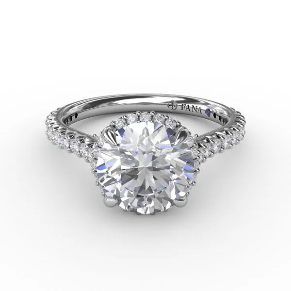 Contemporary Round Diamond Halo Engagement Ring With Geometric Details Image 3 Roberts Jewelers Jackson, TN