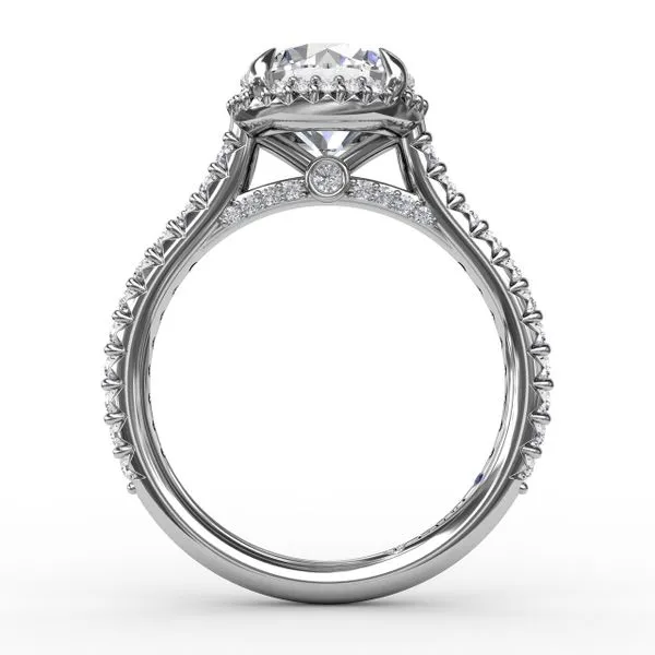 Contemporary Round Diamond Halo Engagement Ring With Geometric Details Image 4 Roberts Jewelers Jackson, TN