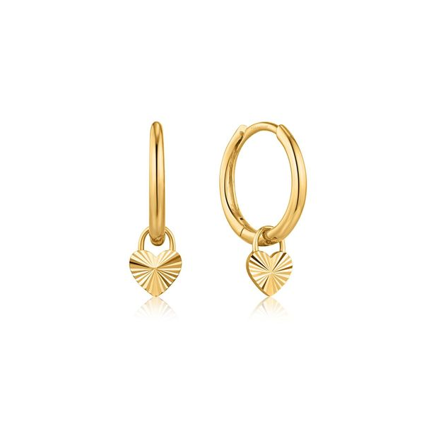 14kt Gold Heart Padlock Huggie Hoop Earrings Roberts Jewelers Jackson, TN