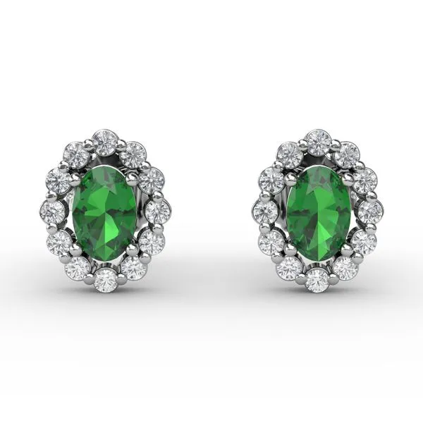 Halo Emerald and Diamond Stud Earrings Roberts Jewelers Jackson, TN