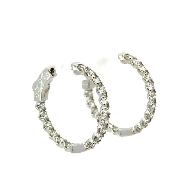 14k White Gold Diamond Hoops similar item image