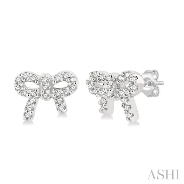 10K White Gold Diamond Bow Studs  Roberts Jewelers Jackson, TN