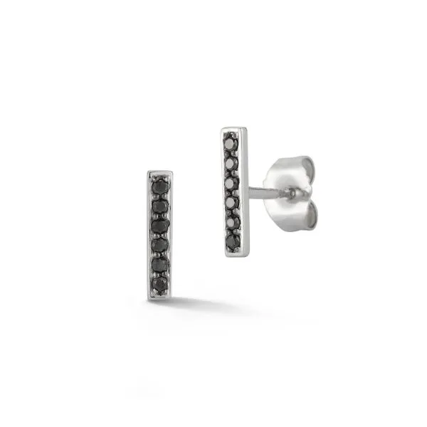14K White Gold Black Diamond Bar Studs Roberts Jewelers Jackson, TN
