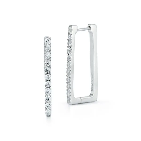 14K White Gold Rectangular Diamond Hoops Roberts Jewelers Jackson, TN