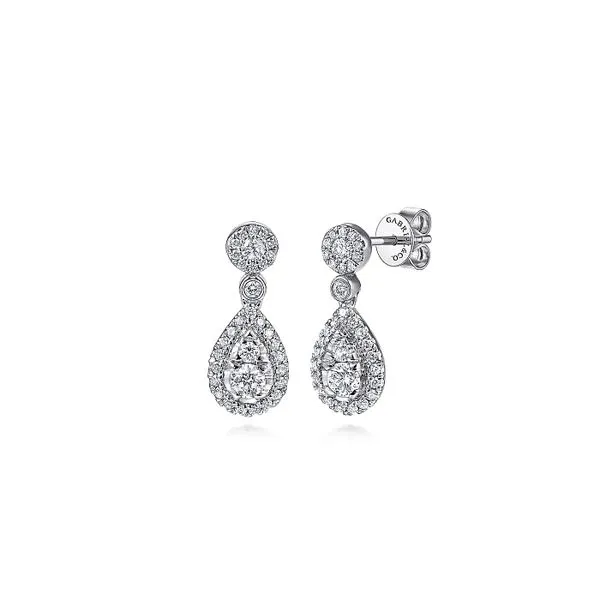 14K White Gold Diamond Pear Shape Drop Earrings Roberts Jewelers Jackson, TN