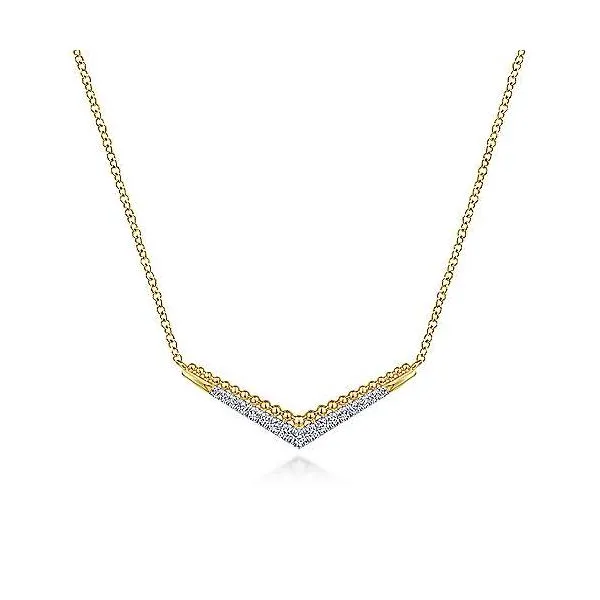 14K Yellow Gold Diamond Chevron Necklace Roberts Jewelers Jackson, TN