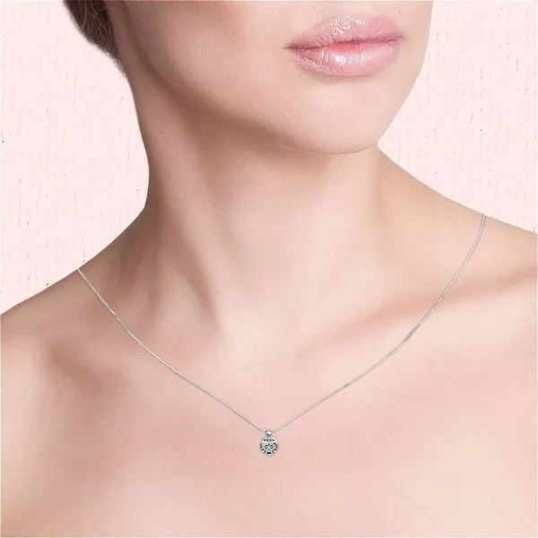 14K White Gold Diamond Solitare Pendant Image 4 Roberts Jewelers Jackson, TN