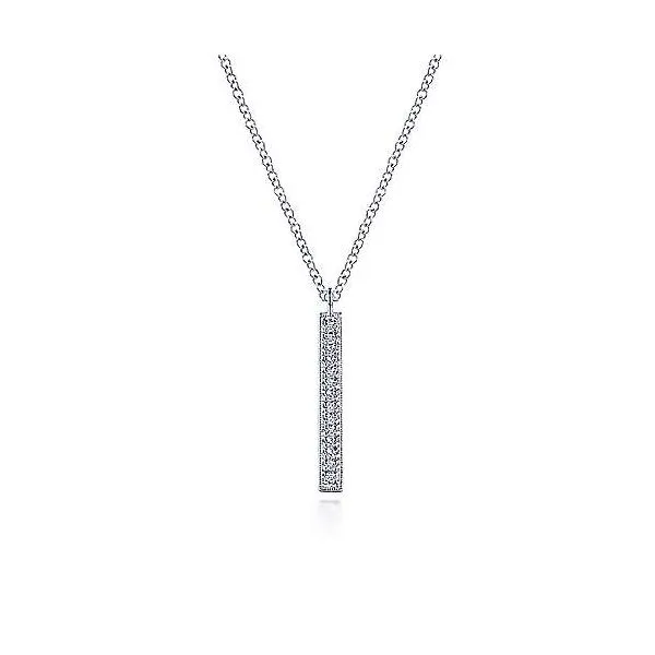 14K White Gold Diamond Bar Pendant Necklace Roberts Jewelers Jackson, TN
