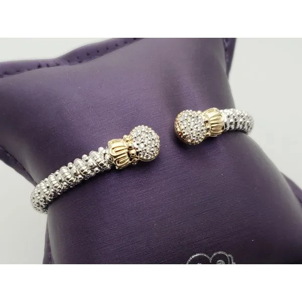 Sterling silver and 14k yellow gold open bracelet with diamonds Roberts Jewelers Jackson, TN