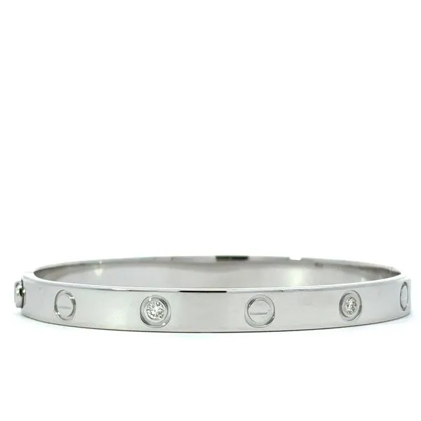 14K White Gold Nail and Diamond Love Bangle  Roberts Jewelers Jackson, TN