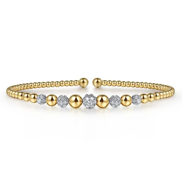 14K Yellow-White Gold Bujukan Diamond Stations Bangle Roberts Jewelers Jackson, TN
