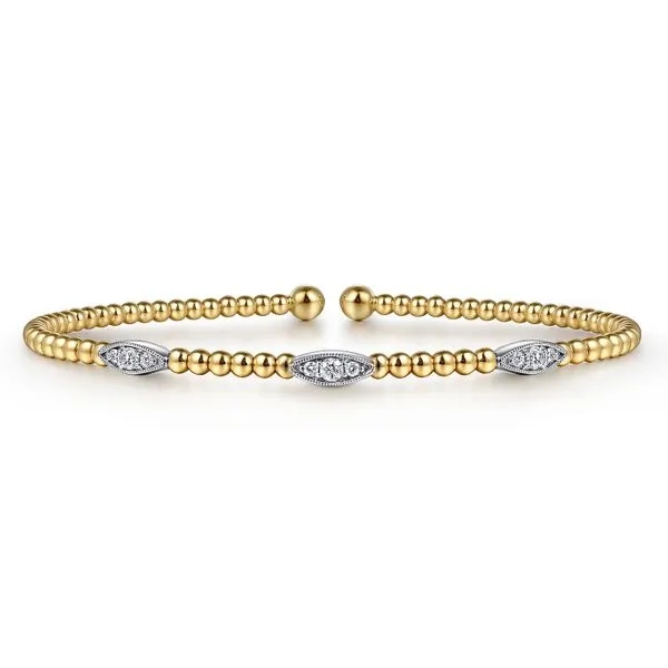 14K White-Yellow Gold Bujukan Diamond Marquise Stations Bangle Roberts Jewelers Jackson, TN