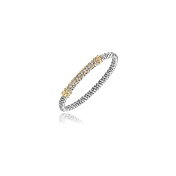 Sterling silver and 14k yellow gold closed bracelet with diamond Roberts Jewelers Jackson, TN