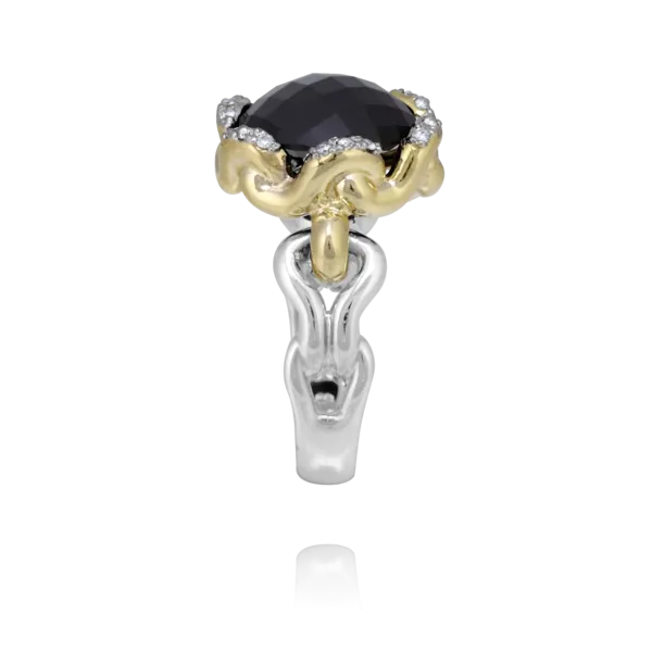 Sterling Silver and 14 Karat Yellow Gold Black Onxy Vahan Ring Image 2 Roberts Jewelers Jackson, TN