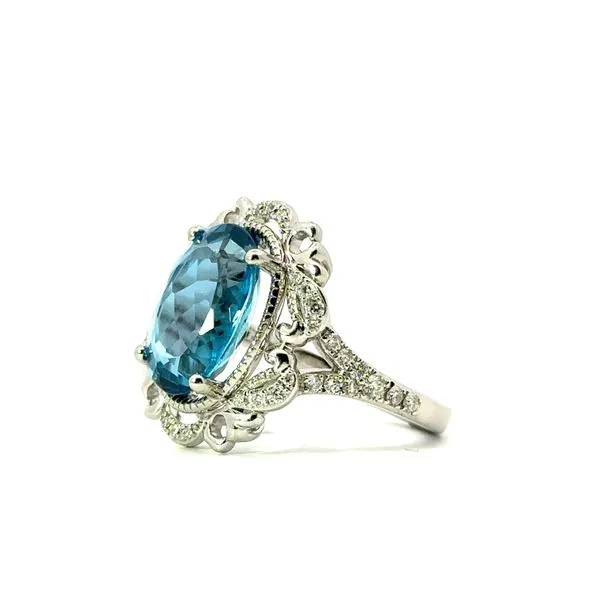 Platinum Diamond and Blue Topaz Statement Ring Roberts Jewelers Jackson, TN