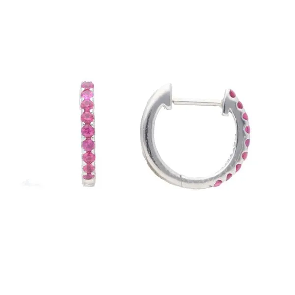 14K White Gold Ruby Huggie Hoops Roberts Jewelers Jackson, TN