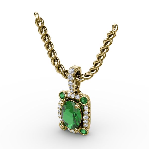 Feel The Elegance Emerald and Diamond Pendant Image 2 Roberts Jewelers Jackson, TN