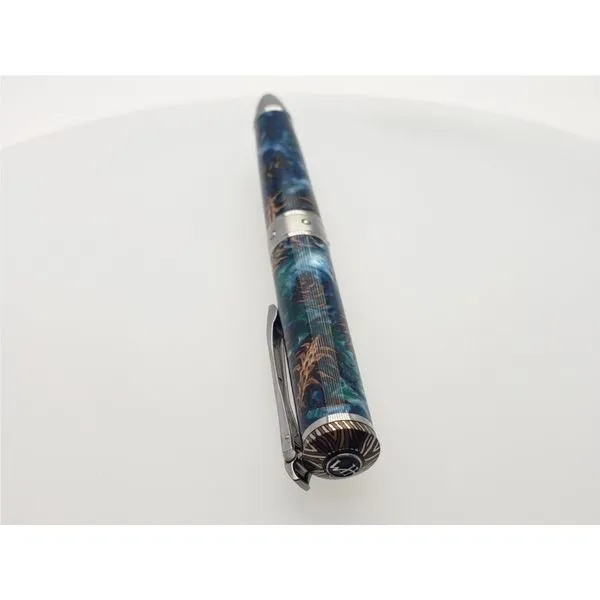 Chablis pine cone green & blue acrylic, with Mokune Gane and sapphire pen Image 2 Roberts Jewelers Jackson, TN