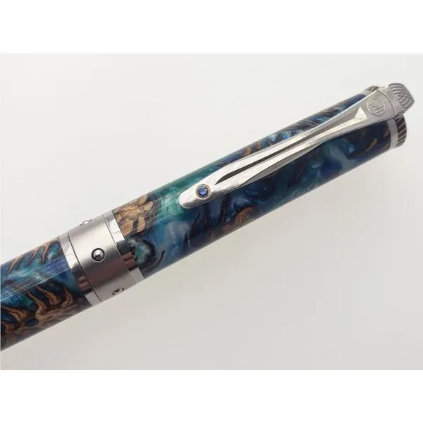 Chablis pine cone green & blue acrylic, with Mokune Gane and sapphire pen Image 4 Roberts Jewelers Jackson, TN
