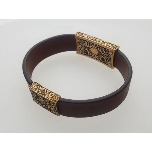 Venice Mens Bronze and Leather Bracelet Image 3 Roberts Jewelers Jackson, TN