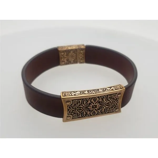 Venice Mens Bronze and Leather Bracelet