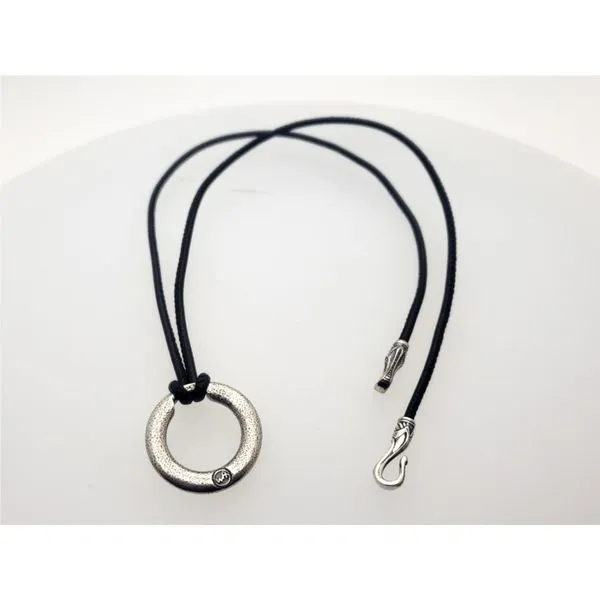 Silver Orbit Mens Silver and Leather Necklace Image 2 Roberts Jewelers Jackson, TN